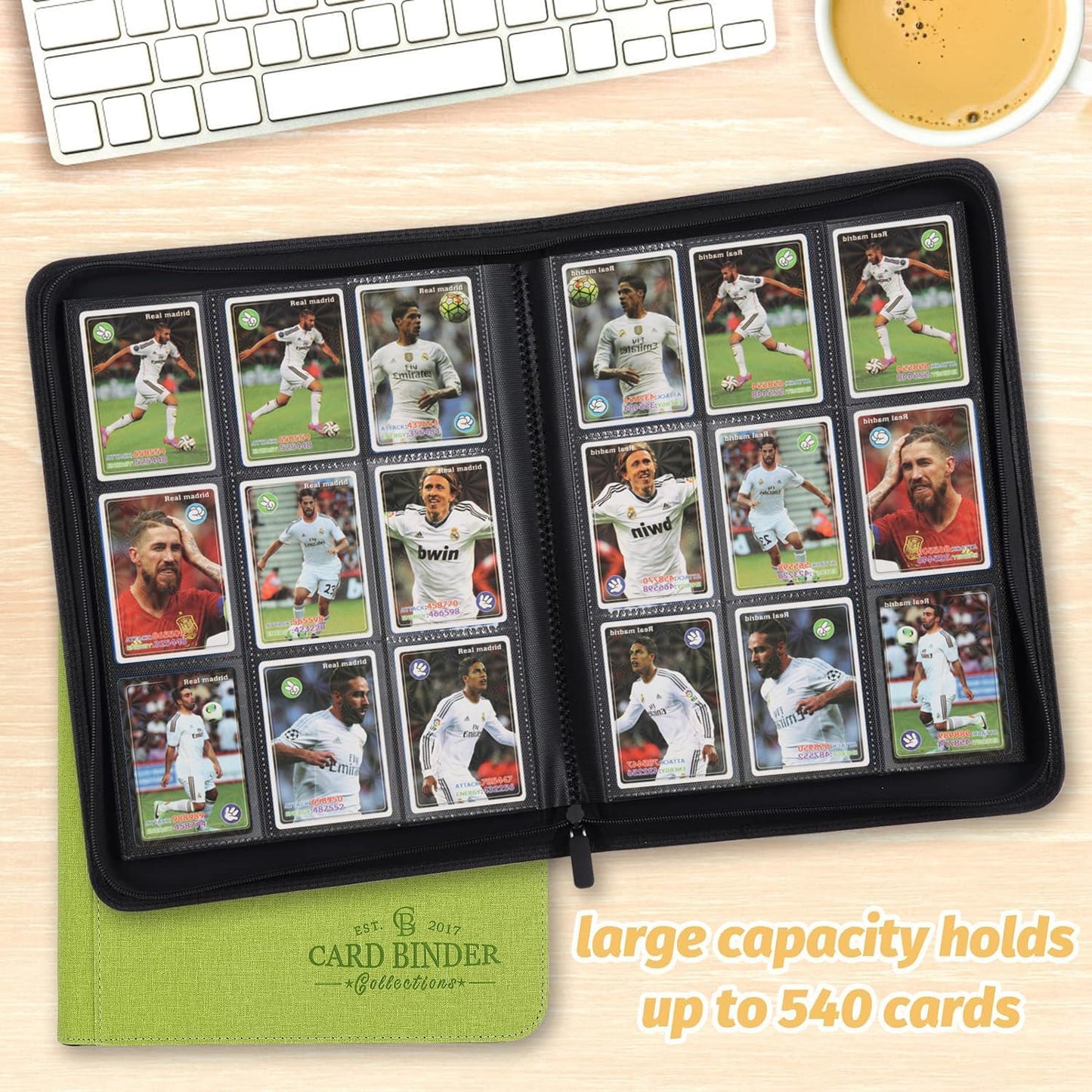 Trading Card Binder, Card Collection Binder Album Folder with 540 Side Loading Pockets, 9 Pocket Trading Card Album Folder for TGC,MTG, Baseball Cards, Yugioh(Green)