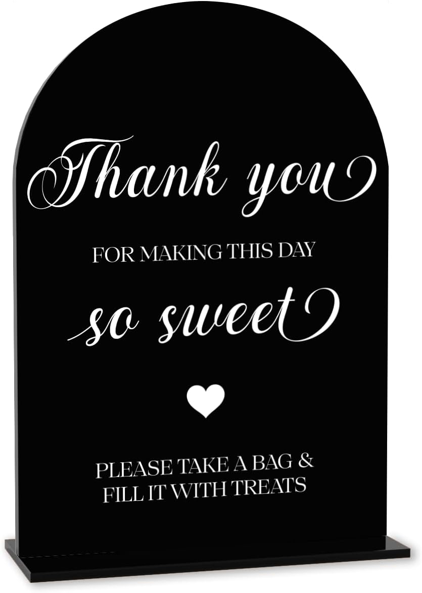 Black Candy Bar Sign, Dessert Table Sign, Wedding Engagement Bridal Shower Decor fo Ceremony Reception Party, Weddings Table Acrylic Sign