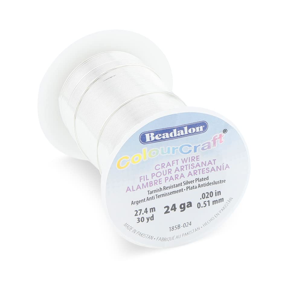 Beadalon ColourCraft Wire, 24 Gauge, Silver Plated, 30 yd Spool