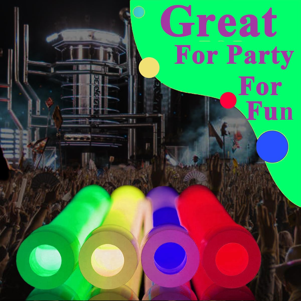 Glow Sticks in The Dark Party Supplies, 12 Hours Duration Emergency Glow Sticks Bulk Party Pack, Glow Party Supplies, Glow Sticks for Kids, Glow in The Dark Sticks Waterproof, Nontoxic