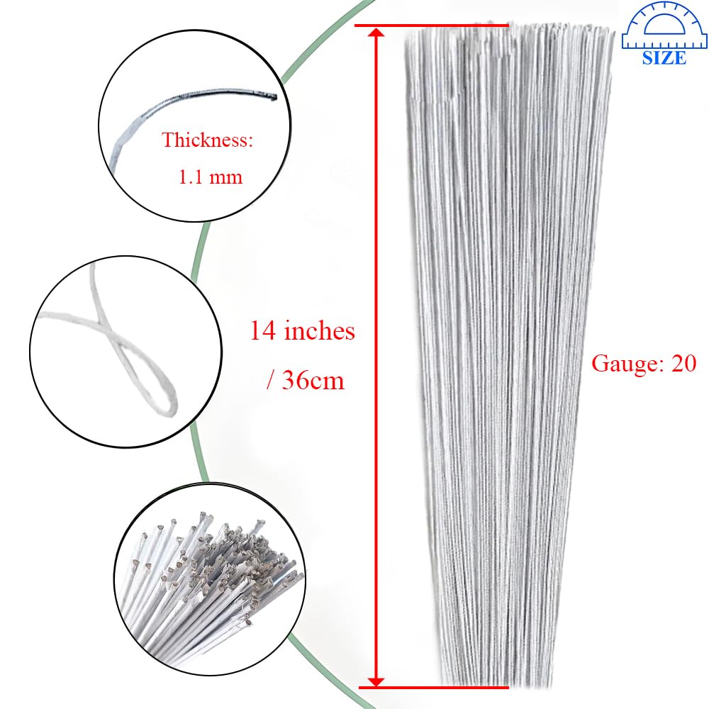 HAHIYO 20Gauge White Paper-Wrapped Metal Floral Wire 14 Inches(36cm), 70 Pack Flexible Paddle Wires Florist Wire Garden Wires for Craft Christmas Wreath Flower Arrangement Bouquet Wrapping Wedding DIY