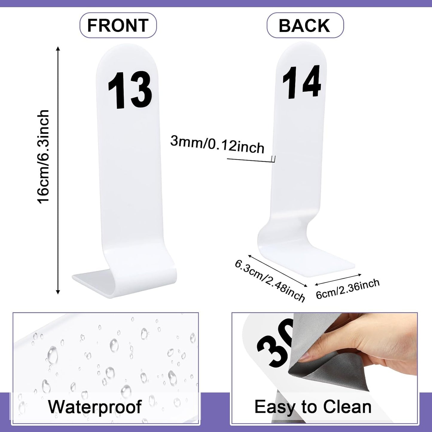 Tuanse 1-30 Table Order Numbers Restaurant Double Sided Acrylic Reception Number Stands Signs for Wedding Restaurant Seating Cafes Party Banquet(White)