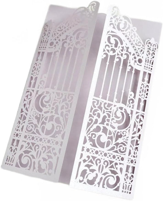 MillaSaw Lavender Laser Cut Wedding Invitations Gate invite Folder For Marriage Valentines Birthday Party 25 Sets (lavender, 4.9"x7.1")