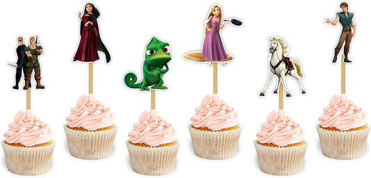 "Rapunzl Cupcake Toppers – Princess Fairy Tale Theme Birthday Party Supplies – Magical Cupcake Decoration Picks for Birthday Parties, Tea Parties, and Fairy Tale Themed Celebrations"
