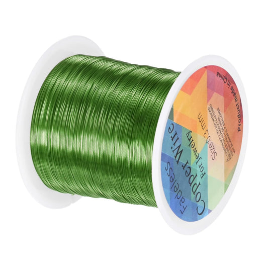 0.3mm Jewelry Wire, 28 Gauge 328FT Craft Wire Copper Beading Wire for Jewelry Making/Planting/Weaving/DIY Crafting, Soft Metal Wires [100M, Green]