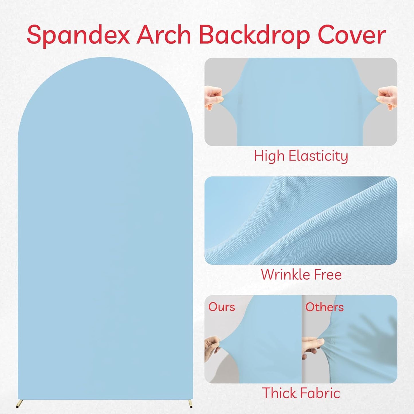 Arch Backdrop Stand Cover 8Ft Dusty Blue Thick Spandex Fabric Arch Backdrop Cover High Elasticity Fitted Round Top for Wedding Birthday Party Baby Shower Garden Decoration