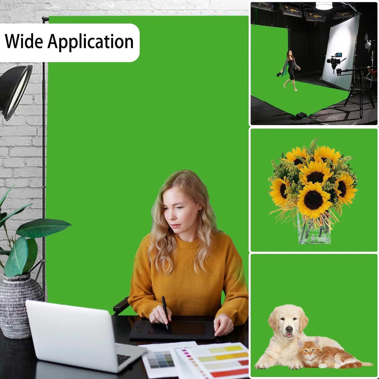 Green Screen Backdrop, Product Photo Backdrop for Photoshoot, Photography Background for Streaming Video Studio 6FTx9FT