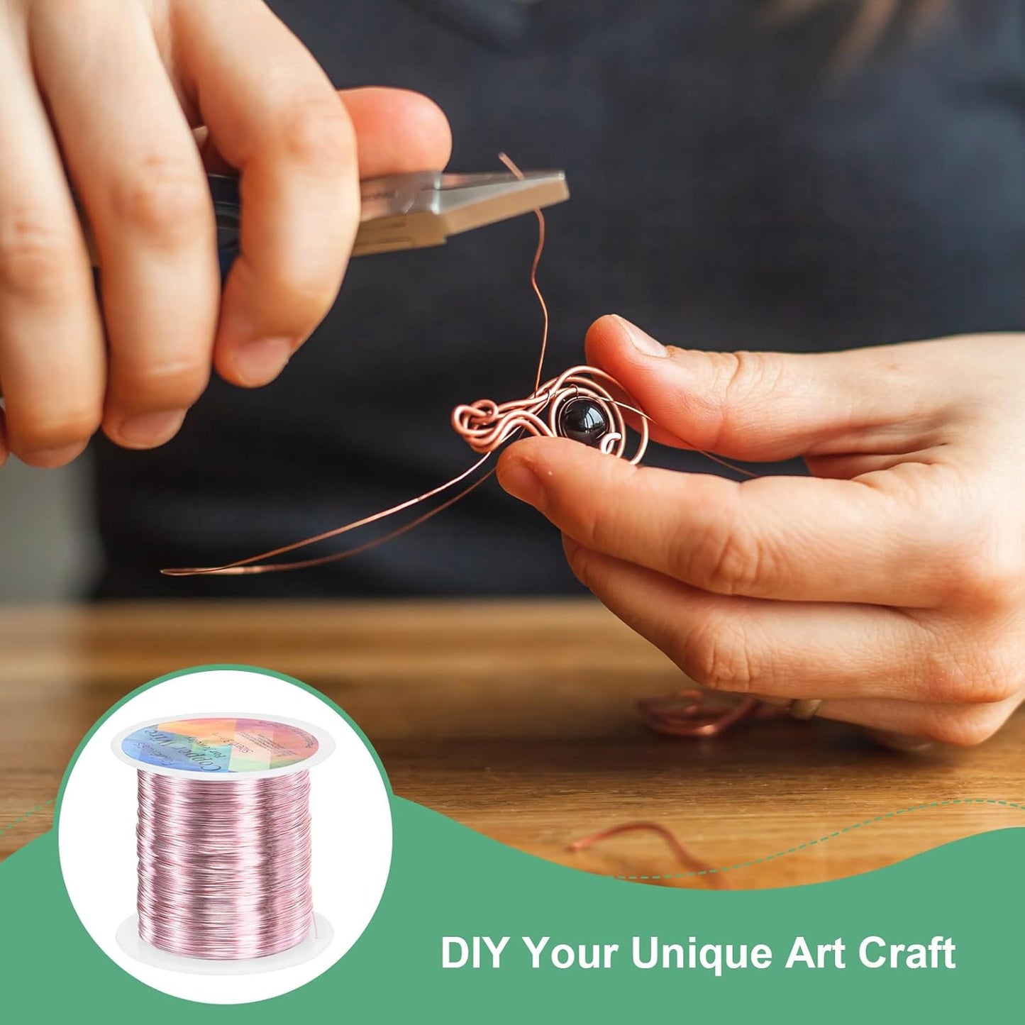 0.3mm Jewelry Wire, 28 Gauge 328FT Craft Wire Copper Beading Wire for Jewelry Making/Planting/Weaving/DIY Crafting, Soft Metal Wires [100M, Rose Golden]