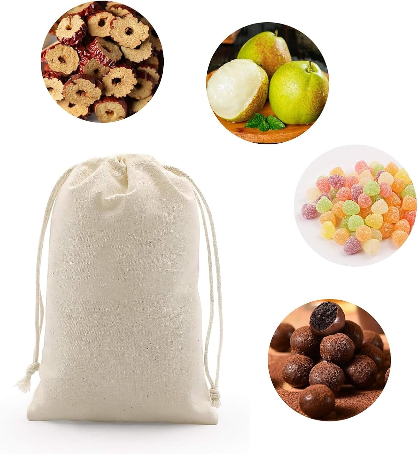 gobyhumm 20 Pieces Pure Cotton Drawstring Bags Muslin Bags Sachet Bag for Home Supplies （4 * 6"）