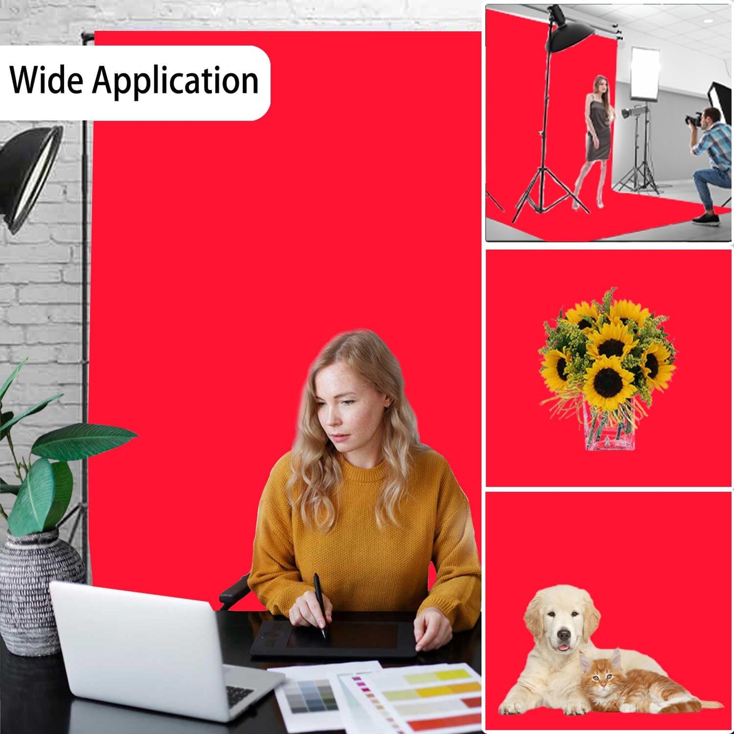 Red Photography Backdrop for Photoshoot, Photo Backdrop Curtain, Perfect Red Backdrops for Party Portrait Photoshoots Video Studio 10FTx10FT