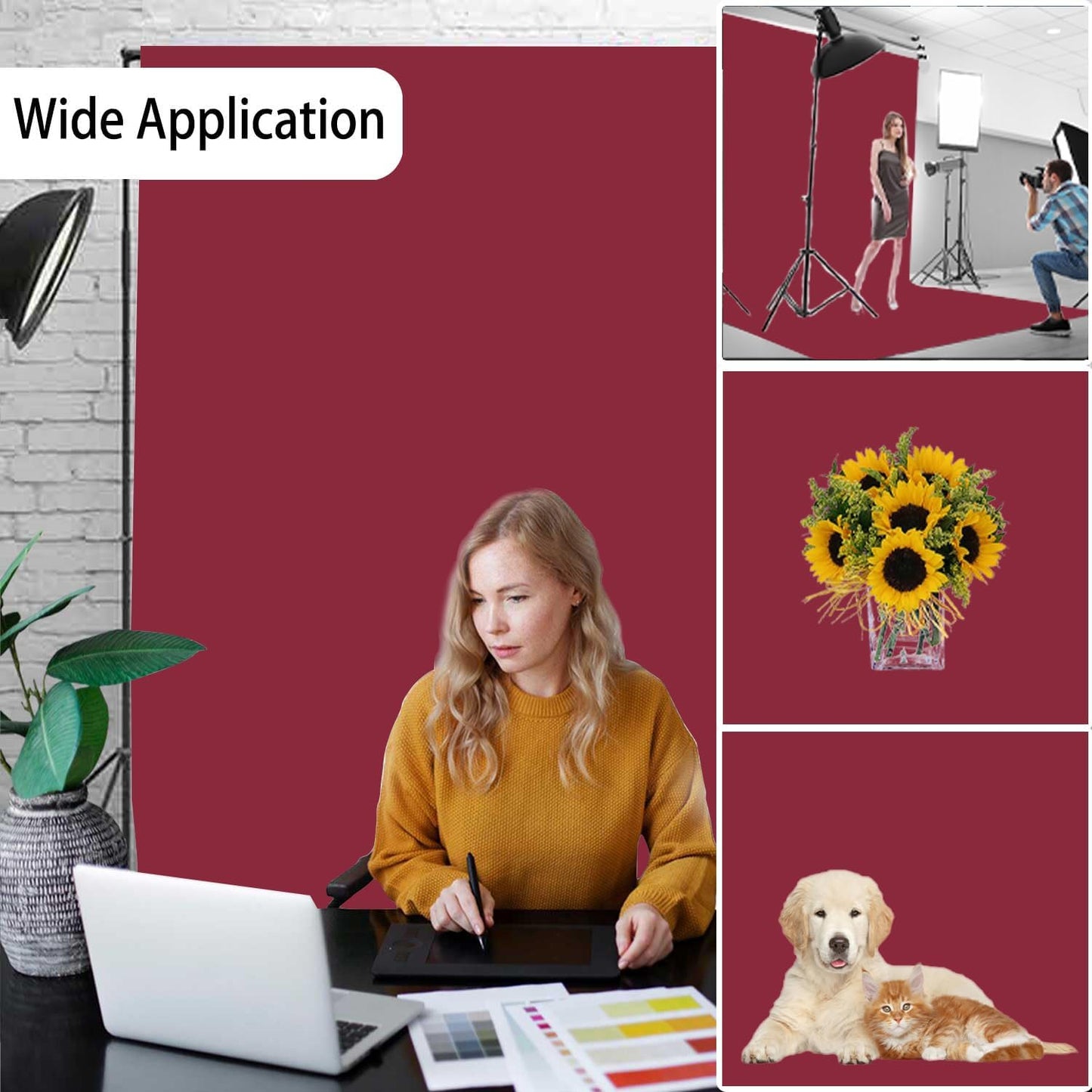 Wine Red Photography Backdrop for Photoshoot, Photo Backdrop Curtain, Perfect Wine Red Backdrops for Party Portrait Photoshoots Video Studio 6FTx9FT