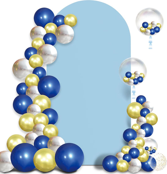 Arch Backdrop Stand Cover 8Ft Dusty Blue Thick Spandex Fabric Arch Backdrop Cover High Elasticity Fitted Round Top for Wedding Birthday Party Baby Shower Garden Decoration