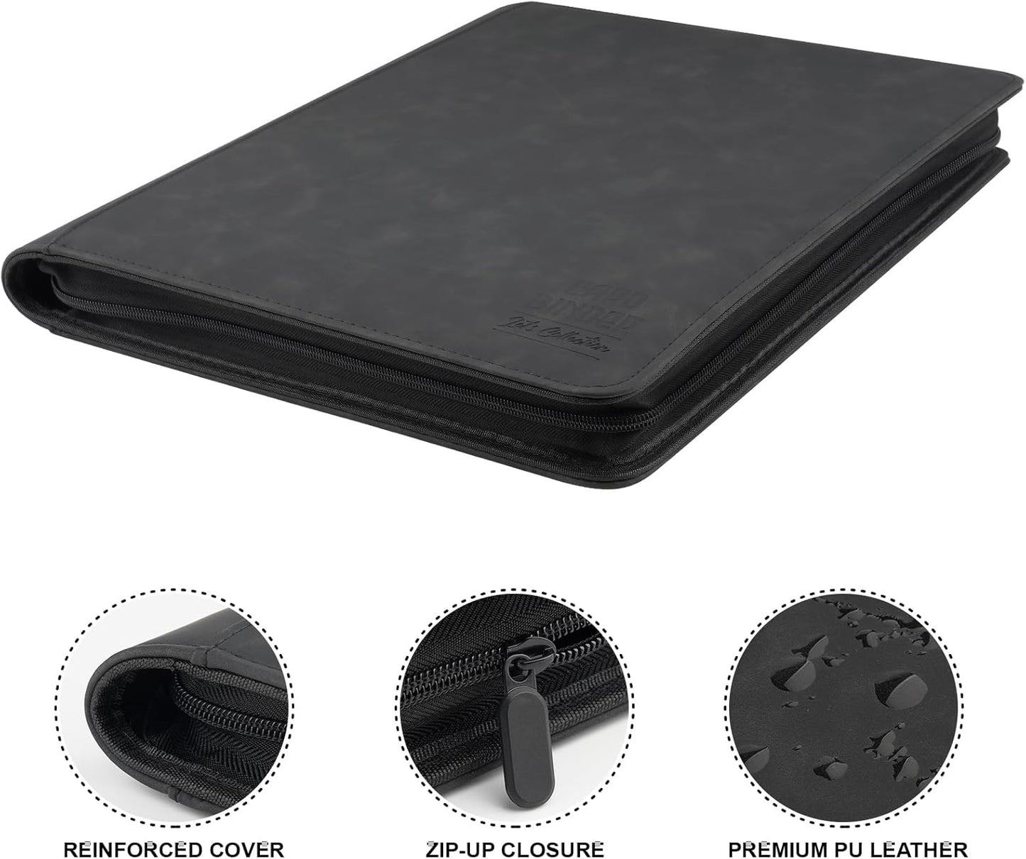 Toploader Binder with 9-Pocket Pages, Holds 288 "3×4" Rigid Toploader Hard Cases, Card Holder for Collectible Cards or Sports Cards, Durable Sleeves for Storage & Display (Black)