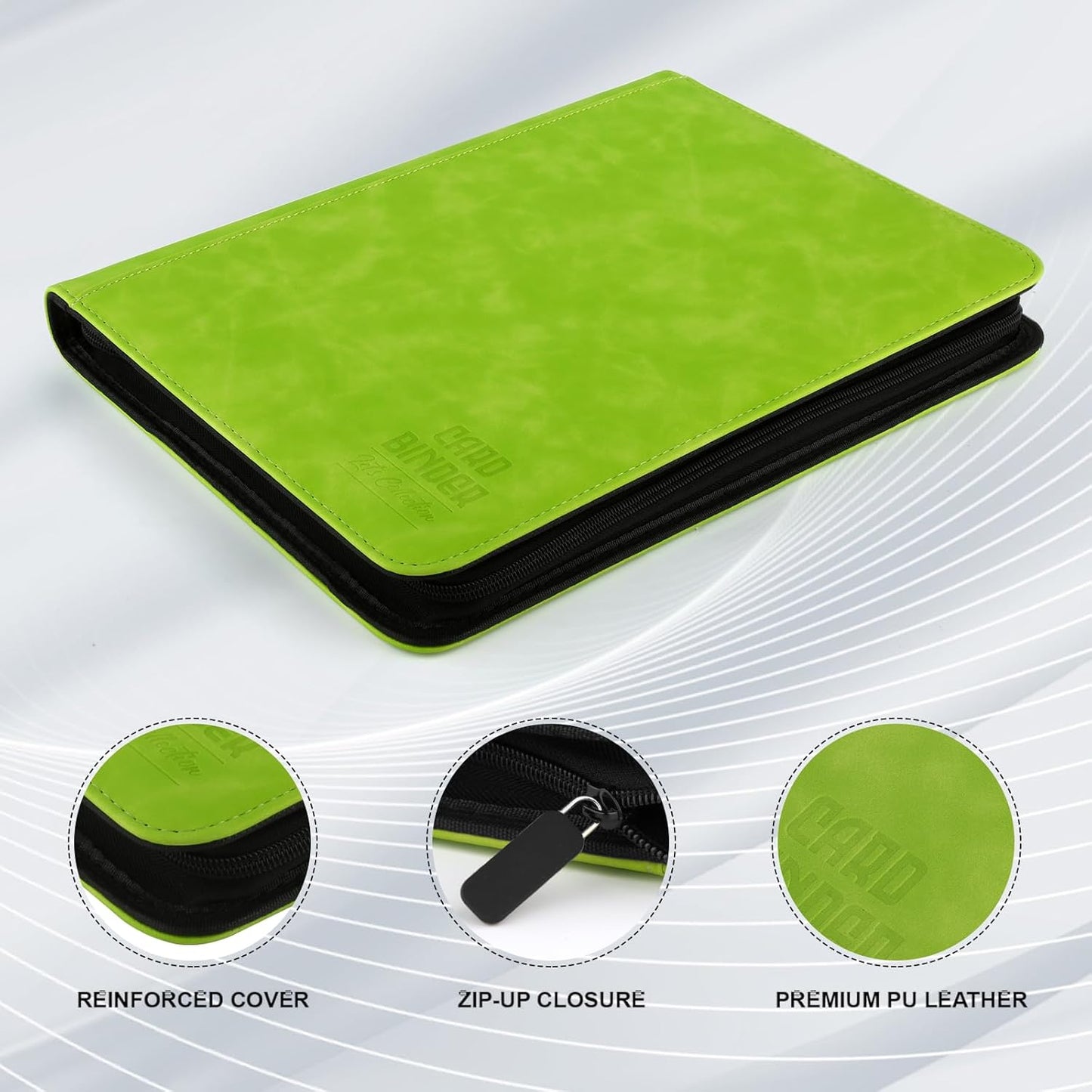 Toploader Binder with 9-Pocket Pages, Holds 288 "3×4" Rigid Toploader Hard Cases, Card Holder for Collectible Cards or Sports Cards, Durable Sleeves for Storage & Display (Grass)