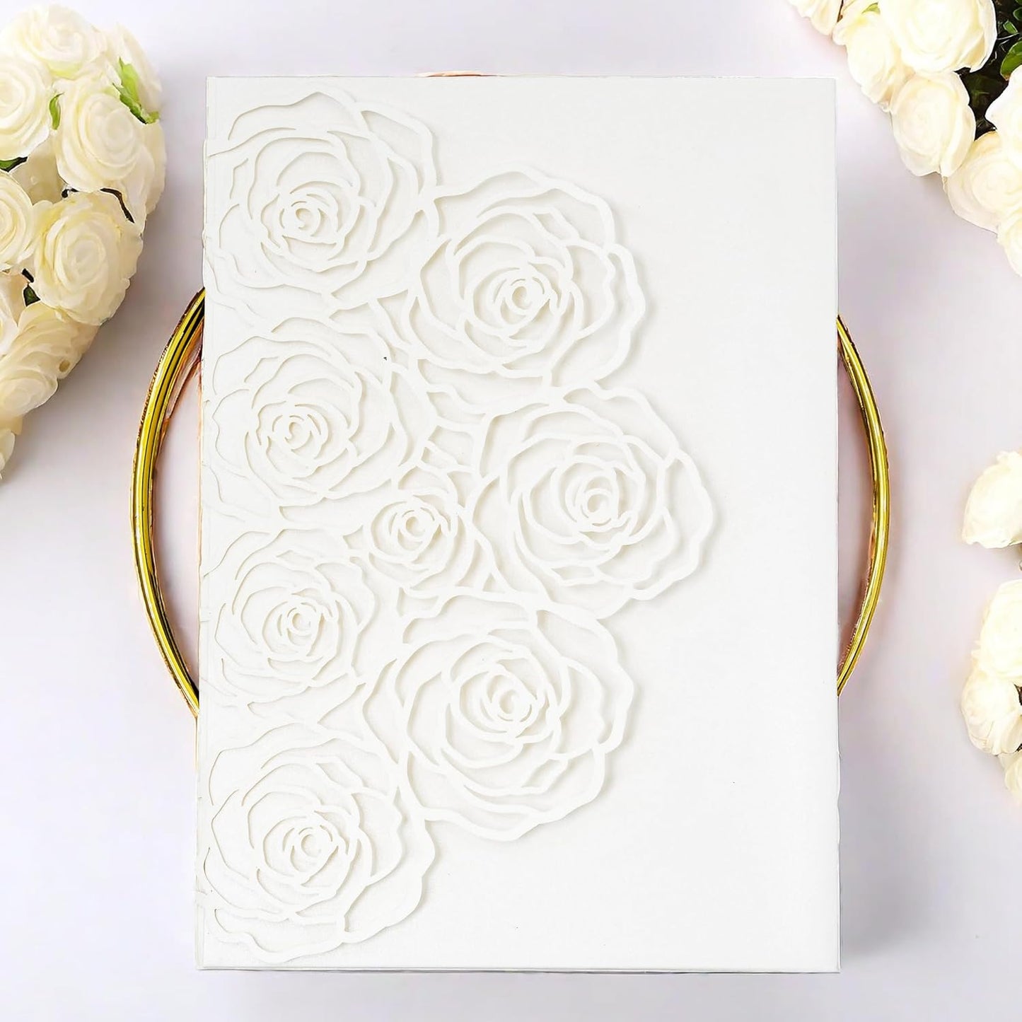 20 Pcs Laser Cut Wedding Invitations Card Pocket with Envelope for Birthday Party Baby or Bride Shower Invite suitable for 5 * 7 Inches Insert Paper (Ivory)
