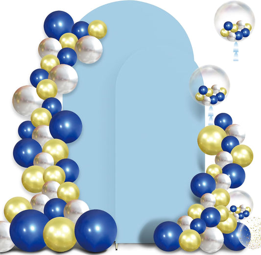 Set of 2 Arch Backdrop Cover High Elastic Wrinkle-Resistant Arch Cover Spandex Fabric Thick Opaque Round Top Chiara Backdrop for Wedding Birthday Baby Shower Garden 6FT, 7.2FT, Dusty Blue