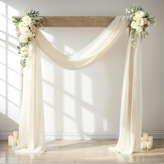 Wedding Arch Draping Fabric, 1 Panel 28" x 19Ft Ivory Arch Drapes Sheer Backdrop Curtain for Wedding Ceremony Party Ceiling Decor