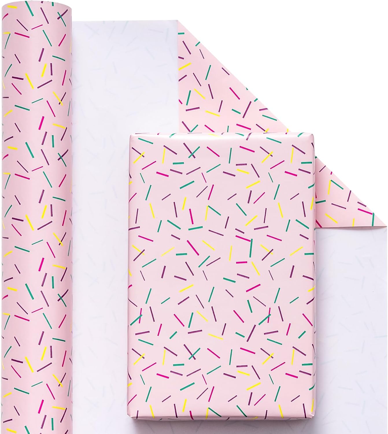 WRAPAHOLIC Wrapping Paper Roll - Mini Roll - 17 Inch x 33 Feet - Colorful Line Segment Print Design for Birthday, Party, Baby Shower