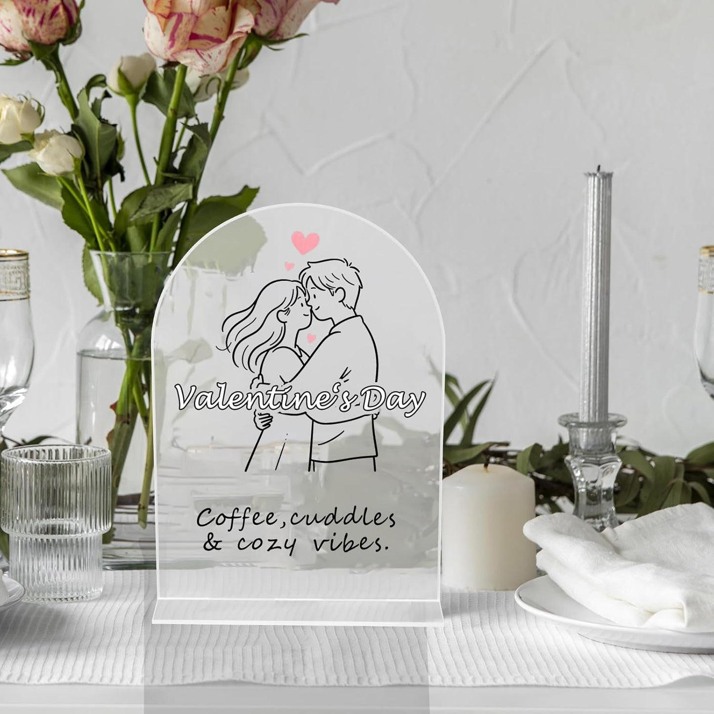 9 Pack Acrylic Wedding Signs 5 x 7 Inch DIY Blank Table Number with Base Frosted Arch Shape Menu Board for Party Anniversary Event Restaurant Cafe Decoration