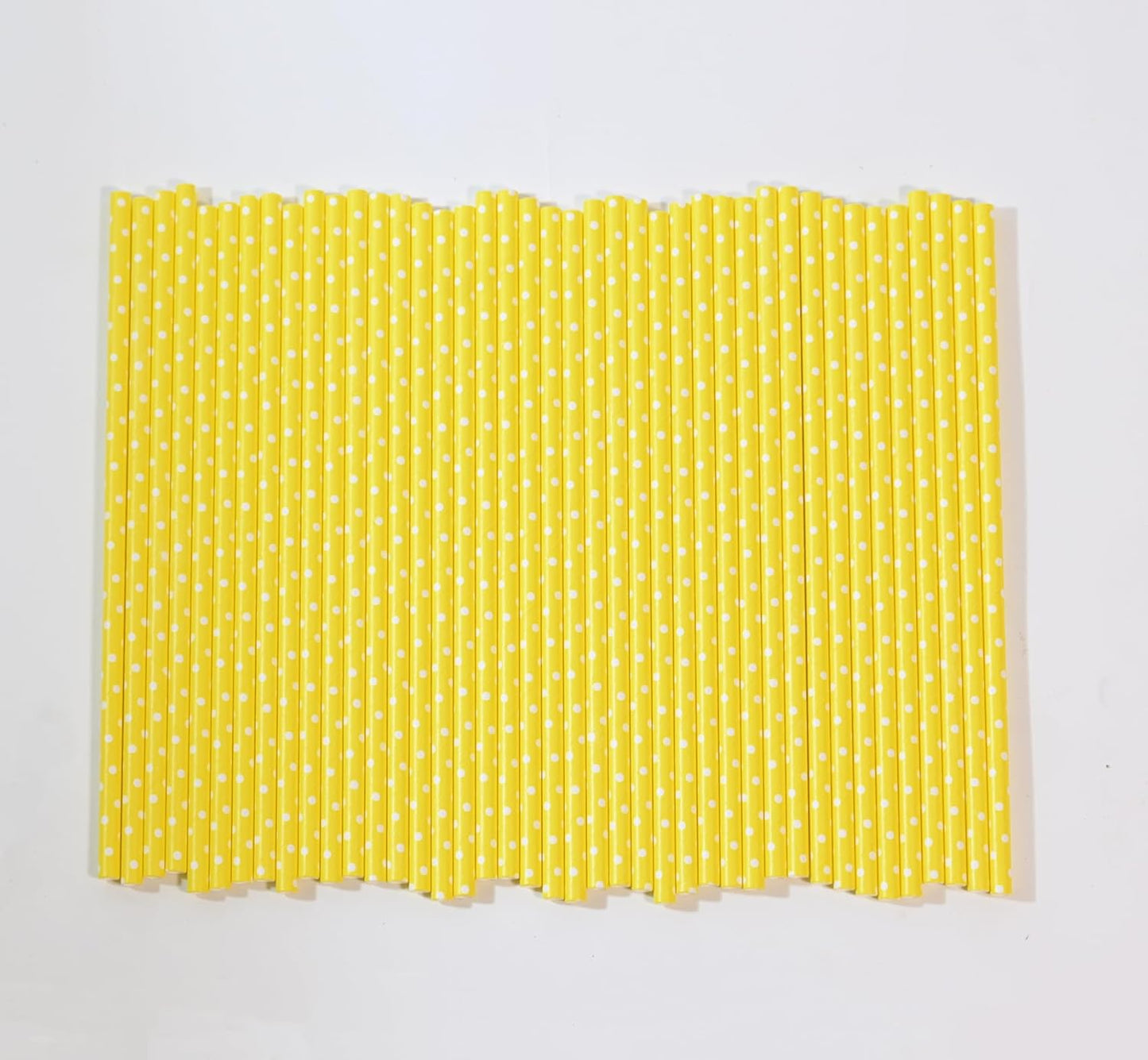 GLUJASBIO Cute Paper Straws Drinking - Pastel Yellow White Dots Paper Straws Bulk for Party, Baby Shower, Dessert Shop, Restaurants, 7.75" x 0.24"