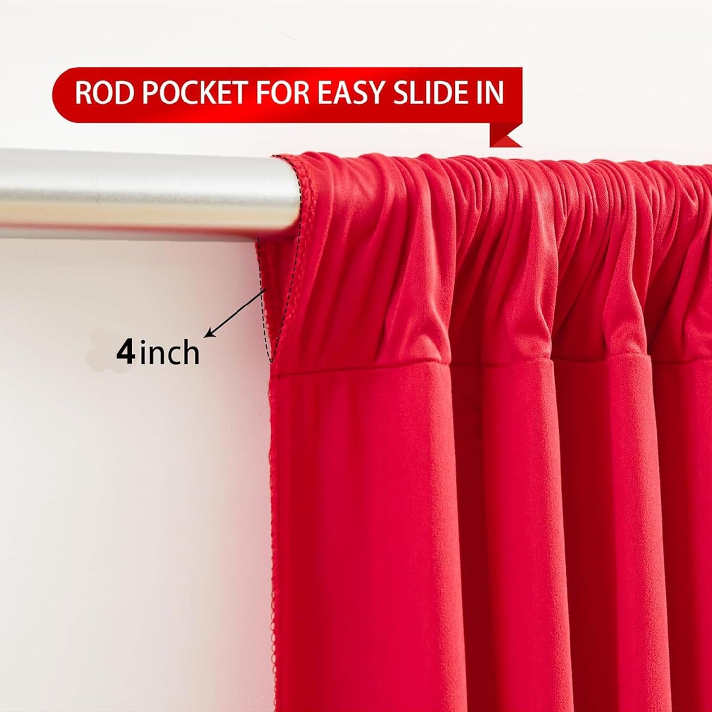 30ft x 15ft Red Wrinkle Free Backdrop Curtains for Parties,Silky Polyester Fabric Wedding Ceiling Drapes, 6 Panels 15ft Photo Back Drop Drapes for Baby Shower Photography Stage Background Cloth