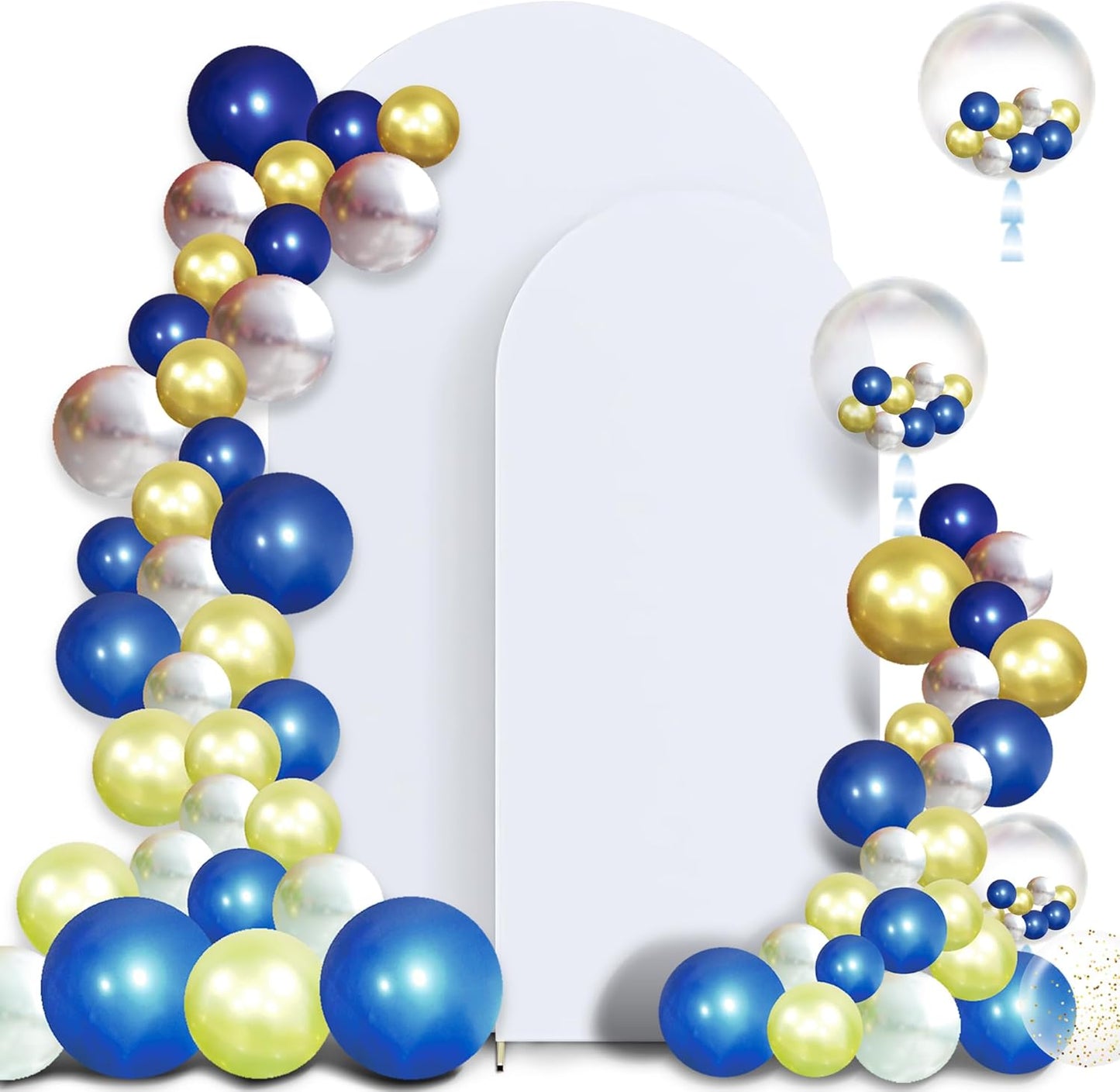 Set of 2 Arch Backdrop Cover, High Elastic Wrinkle-Resistant Arch Cover, Spandex Fabric Thick Opaque Round Top Chiara Backdrop for Wedding Birthday Baby Shower Garden Decor 6FT, 7.2FT, White