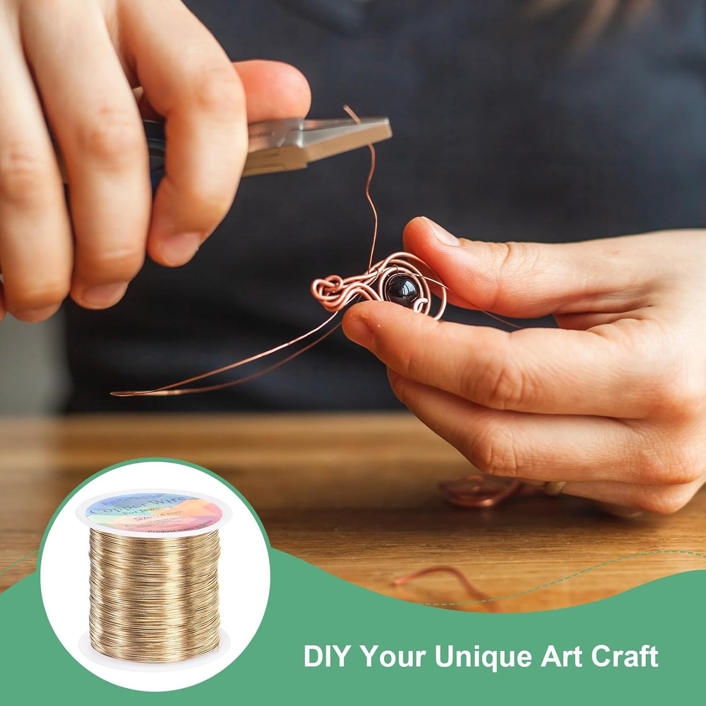 0.4mm Jewelry Wire, 26 Gauge 328FT Craft Wire Copper Beading Wire for Jewelry Making/Planting/Weaving/DIY Crafting, Soft Metal Wires [100M, Champagne Gold]