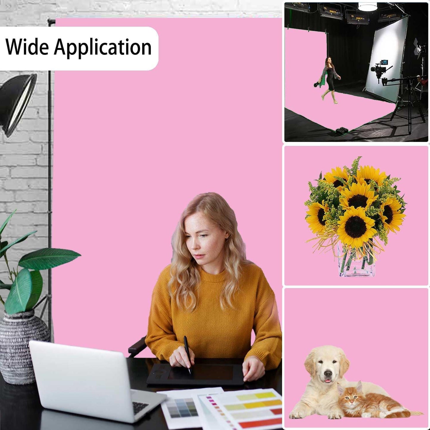 Pink Photography Backdrops, Photo Booth Video Shooting Photo Backdrop, Portrait Background for Photography, Photo Studio Pink Backdrops for Photoshoot 10x10ft