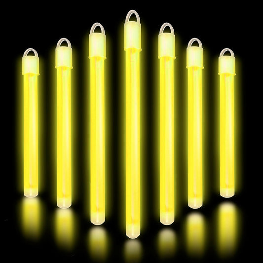 Glow Fever Glow in The Dark Sticks - 100 ct 6" Glow Sticks Bulk Party Pack with End Caps & Lanyards - Glow Party Favors for Concert, Festival, & Wedding Neon Light Sticks by Party Dragon, Yellow