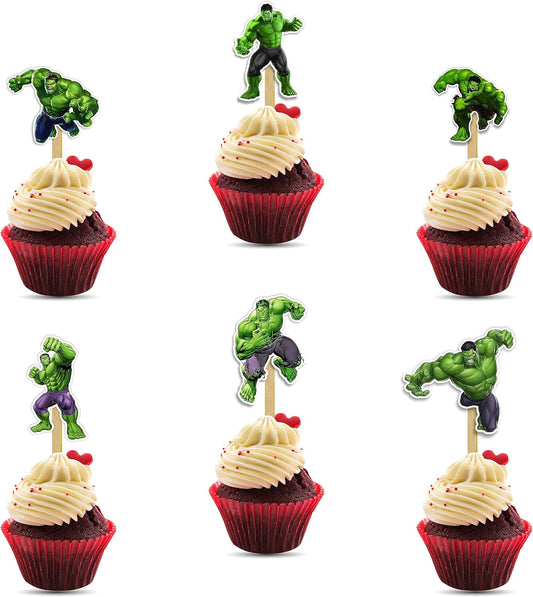 "Hlk Cupcake Topper – Superhero Theme Birthday Party Decoration – Cartoon Character Cupcake Picks for Birthday Party, Boys and Girls Superhero Theme Celebrations, Cake Decoration, and Party Supplies"