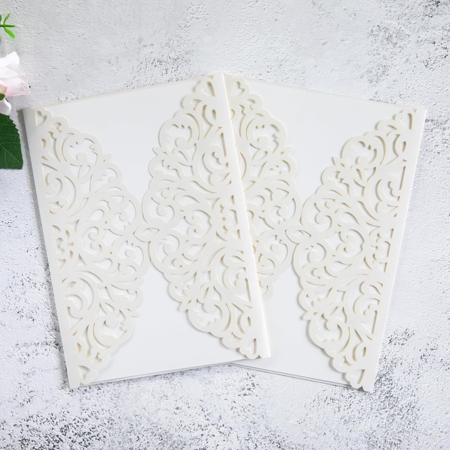 20Pcs Ivory Laser Cut Invitation Cards With Blank Inner Sheets for Wedding Cards Bridal Shower Engagement Quinceanera Invitation (No Envelopes)