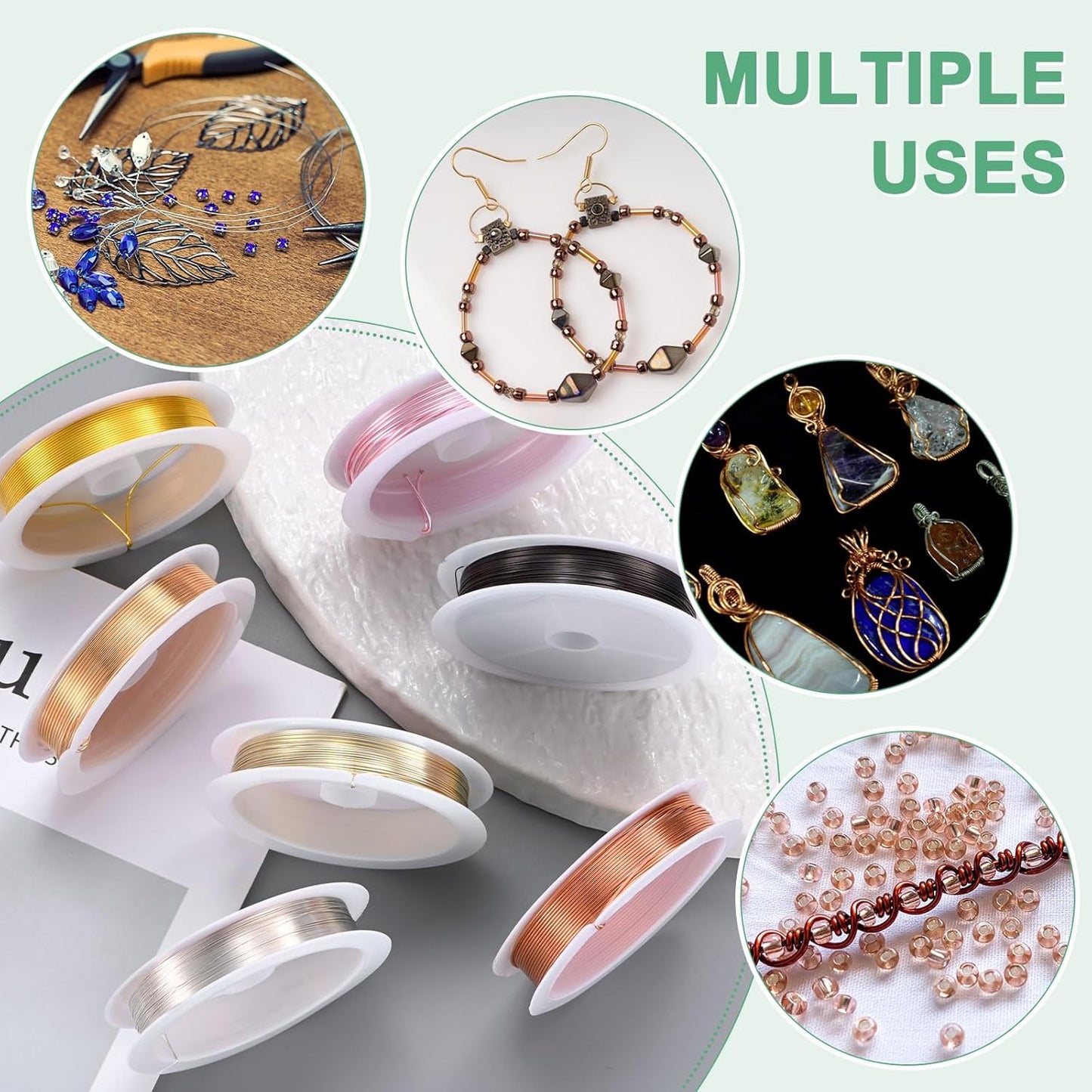 0.4 mm/26 Gauge Copper Wire for Jewelry Making, 30.2FT Copper Beading Craft Wire for Jewelry/Weaving/DIY Crafting/Planting, Color-Retaining [9.2M, Rose Gold]