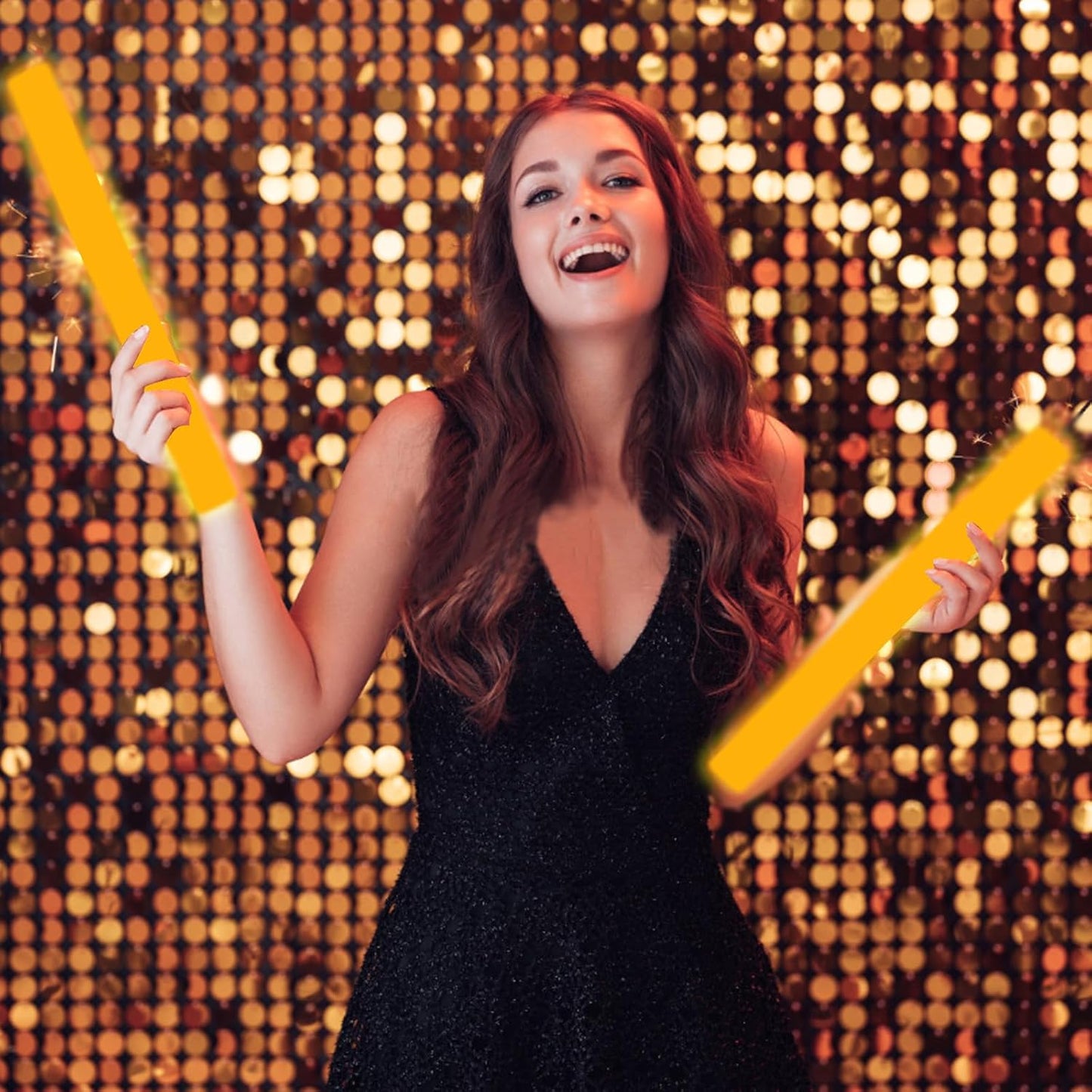 Glow Foam Sticks Bulk, 24 Pcs Orange Giant LED Light Up Sticks Flashing Glowing Baton Wands Party Supplies for Wedding, Raves,Concert,Birthday,Christmas, Halloween,Sporting Events