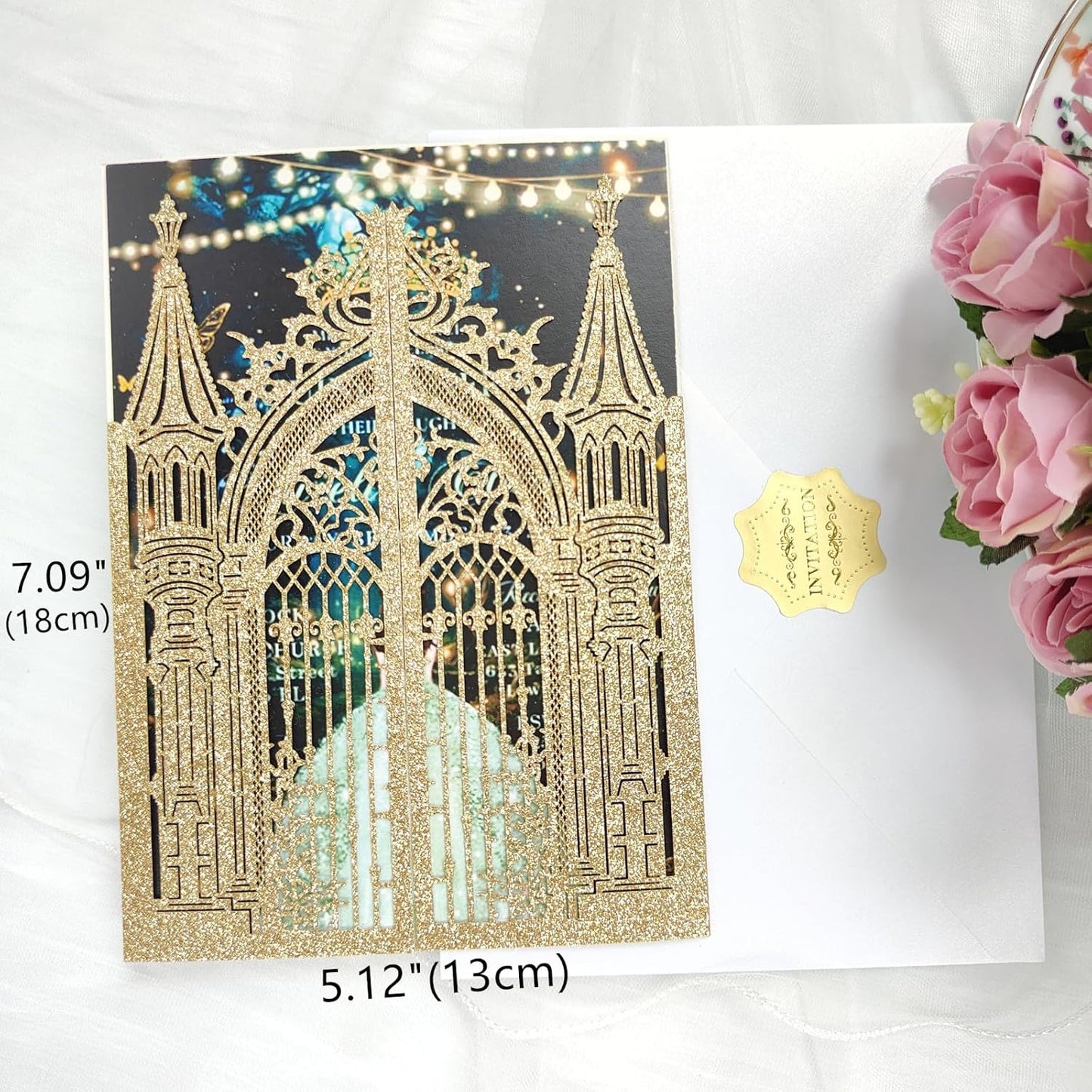 20PCS Laser Cut Wedding Invitations,Wedding Invitation Card Pocket,Quince Invites,Sweet 16 Invitations,Quinceanera Invitations,Laser Cut Invitations For All Occasions