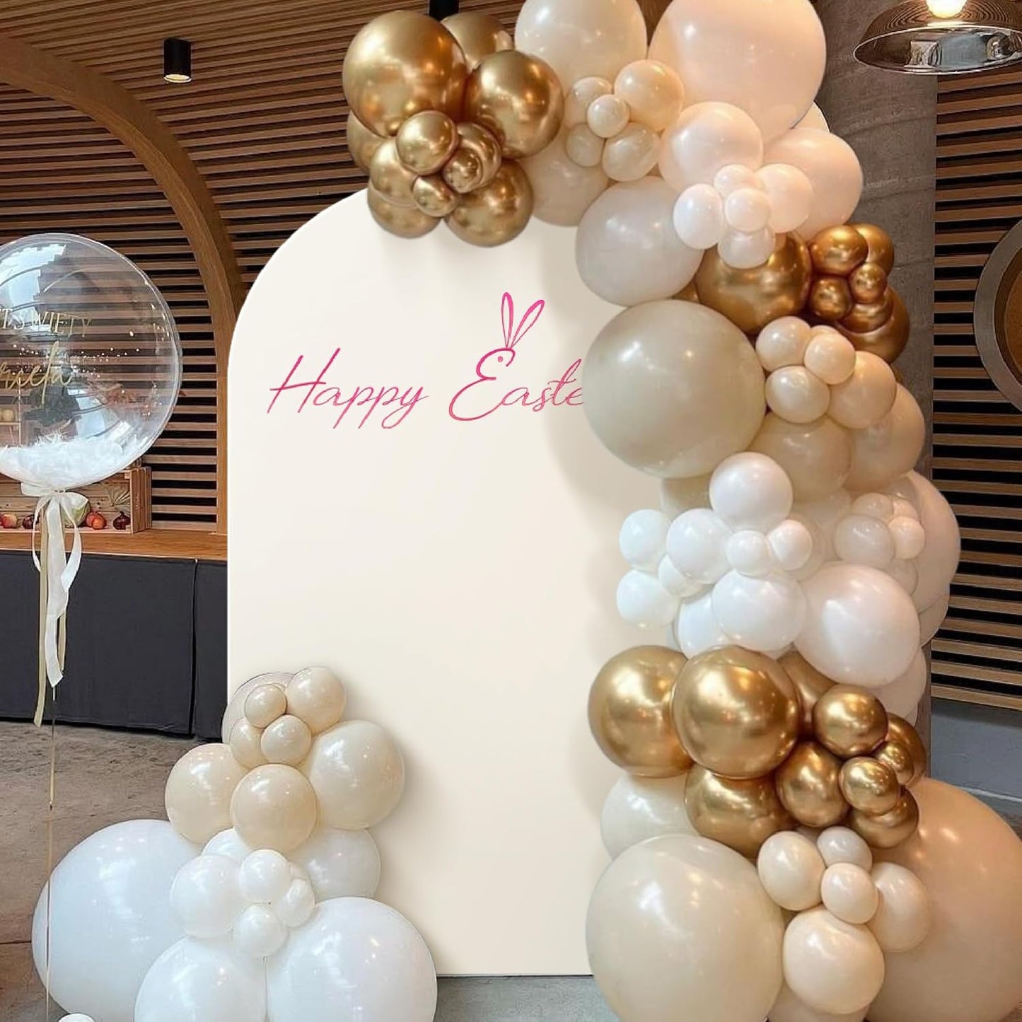 Arch Backdrop Stand Cover 6.6Ft Beige Thick Spandex Fabric Arch Backdrop Cover High Elasticity Fitted Round Top for Wedding Birthday Party Baby Shower Garden Decoration