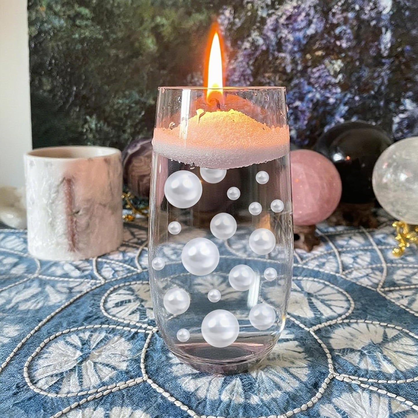 Floating Pearls for Centerpieces Vases, 250PCS White No Hole Fake Pearl Beads and 4000PCS Water Beads for Vase Filler Floating Beads for Wedding Home Party Decoration (White 8/14/20mm)