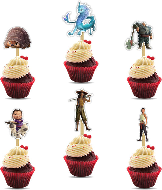 "Raya and the Last Dragn Cupcake Topper – Princess and Fantasy-Themed Party Decoration – Colorful Cupcake Picks Featuring and Friends for Birthday Parties and Themed Celebrations"