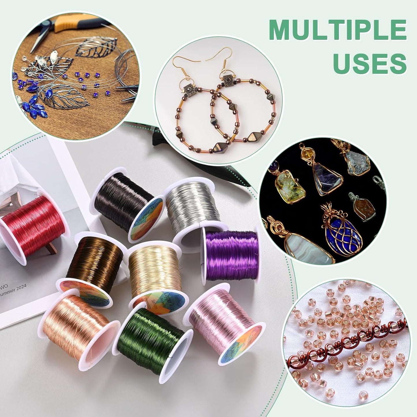 0.3mm Jewelry Wire, 28 Gauge 328FT Craft Wire Copper Beading Wire for Jewelry Making/Planting/Weaving/DIY Crafting, Soft Metal Wires [100M, Silver White]