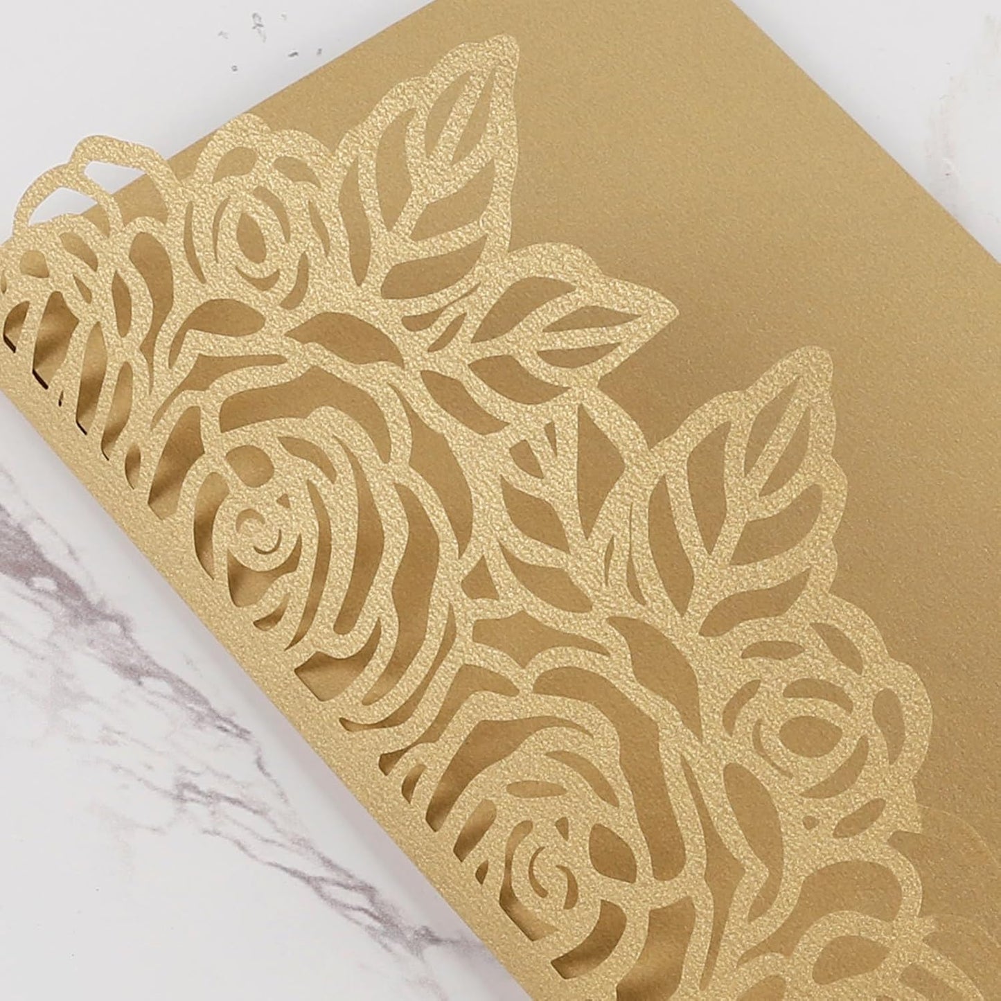 50pcs Gold Laser Cut Wedding Invitations Card Pocket with Envelope and RSVP Cards 5x7 '' Tri-Fold Wedding Invitation Kit for Wedding Engagement Bridal Shower Birthday Quinceanera Party Invite
