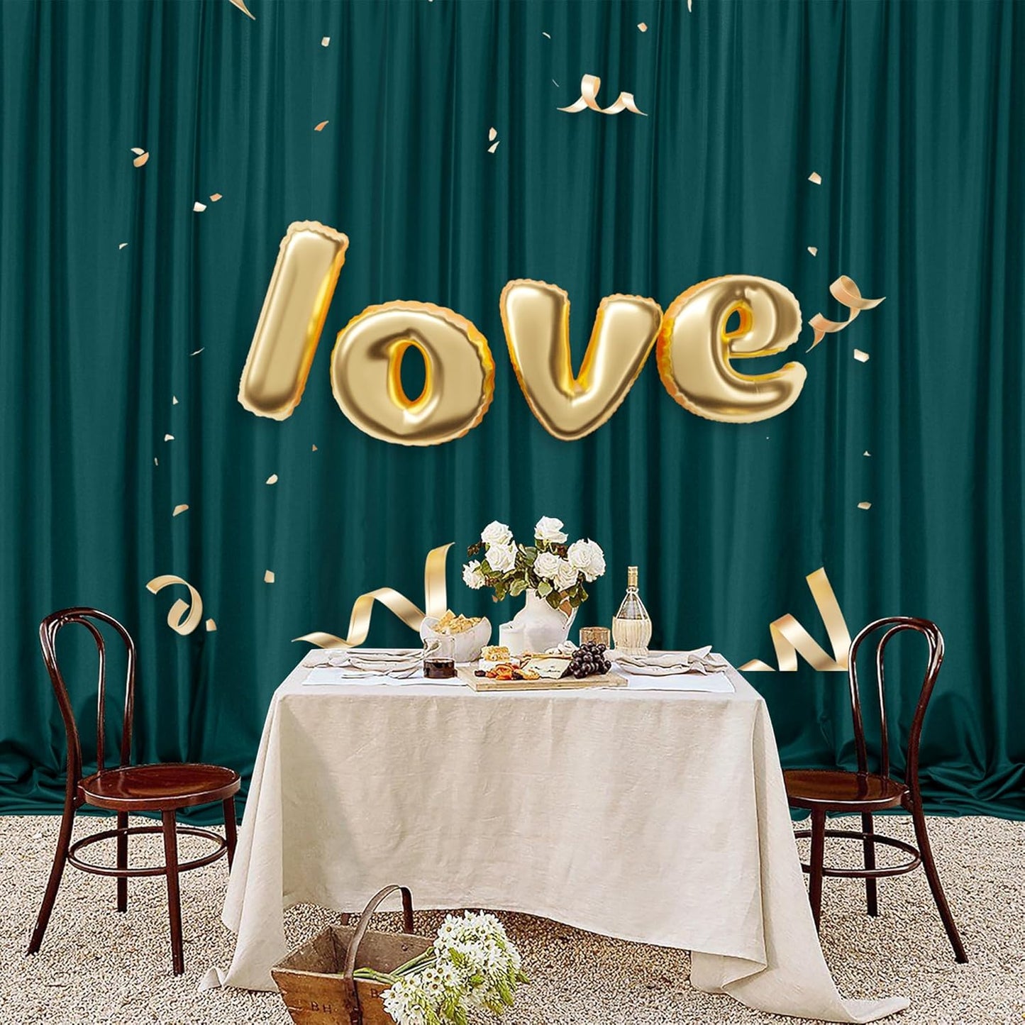 MEETSKY 10ft x 10ft Hunter Green Backdrop Curtains for Parties Wedding Curtain Rod Pocket Dark Green Photo Backdrop Sliding Drapes Backdrop Curtains for Photography, 5ft x 10ft, 2 Panels