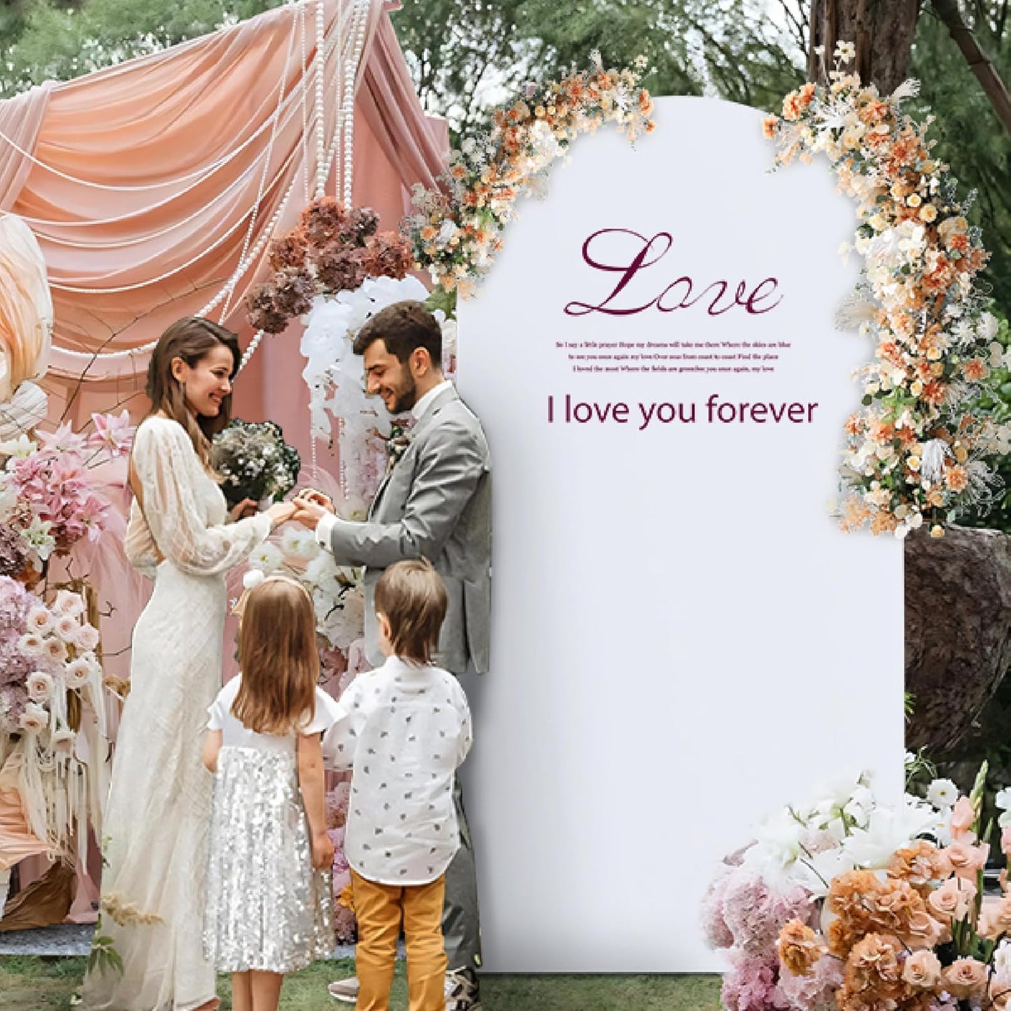 Arch Backdrop Stand Cover 6.6Ft White Thick Spandex Fabric Arch Backdrop Cover High Elasticity Fitted Round Top for Wedding Birthday Party Baby Shower Garden Decoration