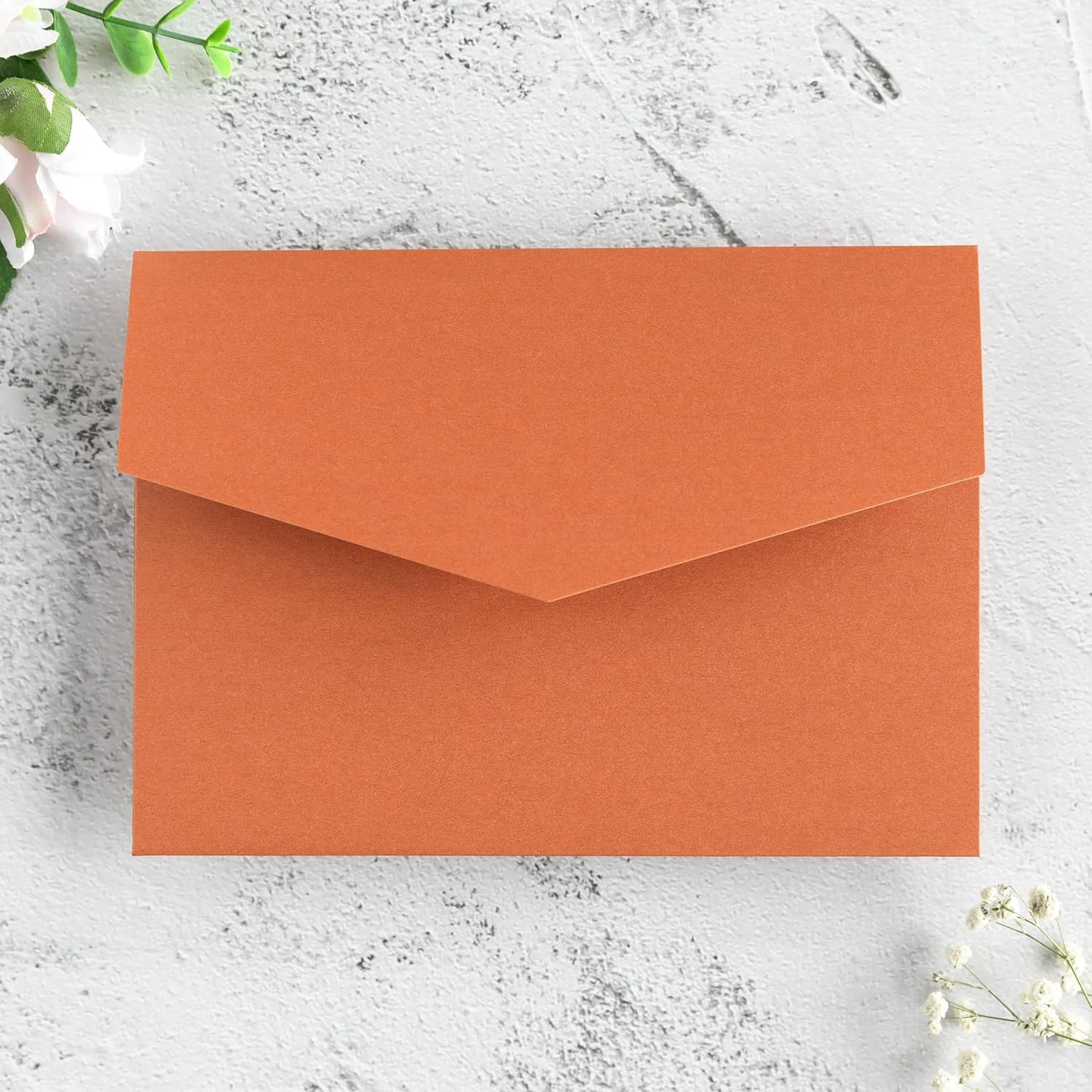 20 PCS Burnt Orange Tri-fold Laser Cut Wedding Invitation Pockets for 5x7 Wedding Cards Bridal Shower Engagement Quinceanera Invitation