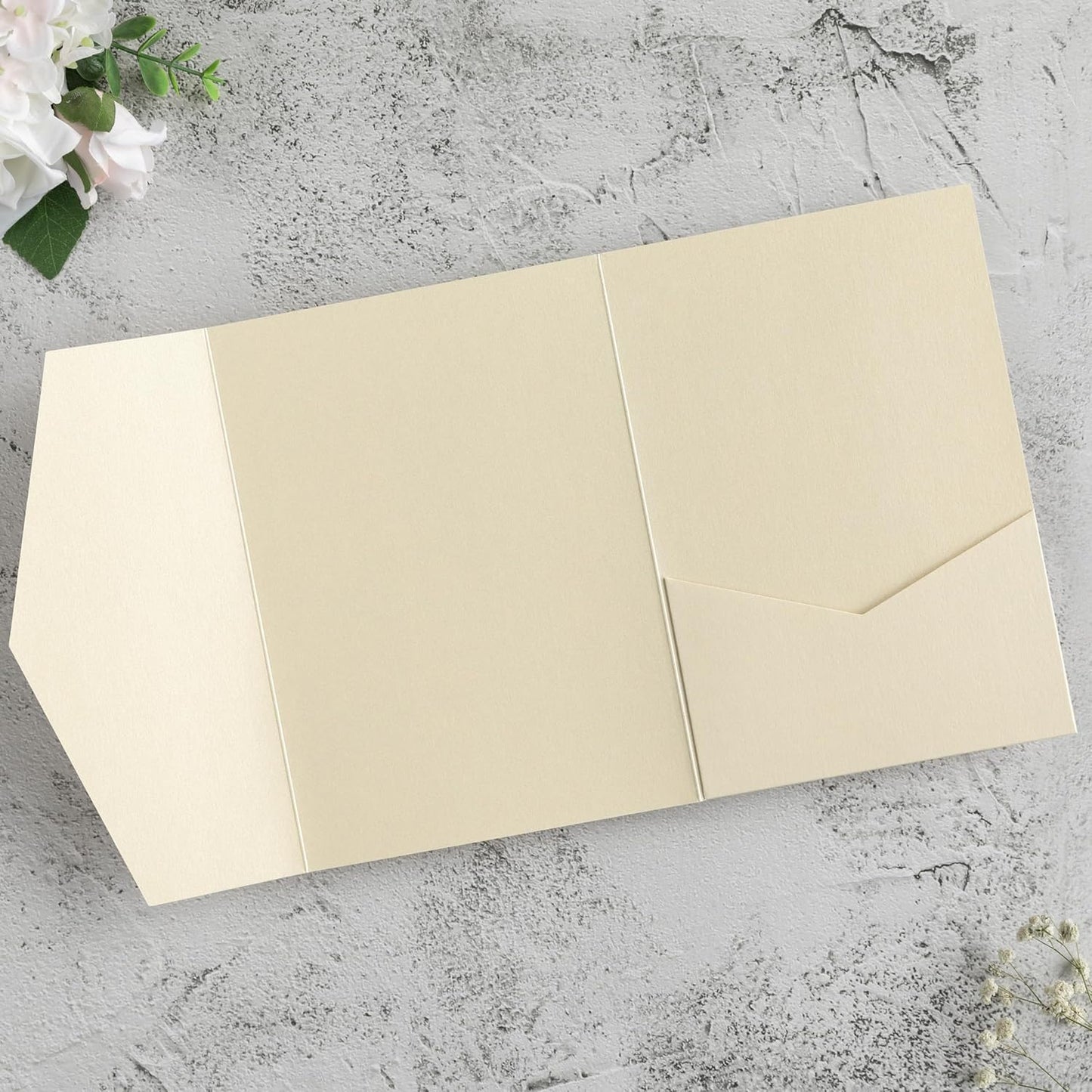 20 PCS Champagne Tri-fold Laser Cut Wedding Invitation Pockets for 5x7 Wedding Cards Bridal Shower Engagement Quinceanera Invitation